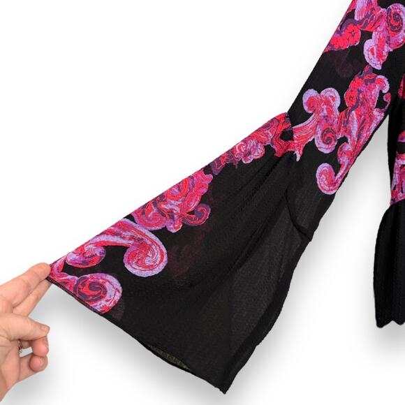 NWT Intimately Free People Black Pink Symphony Bell Sleeve Mini Dress Womens XS - Picture 5 of 11